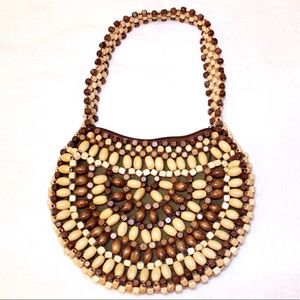 Boho style wood beaded handbag purse. 👜